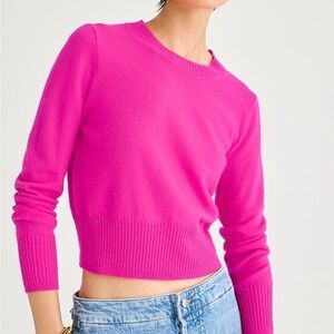 J.Crew Cashmere Cropped Fit Sweater - beautiful bright pink